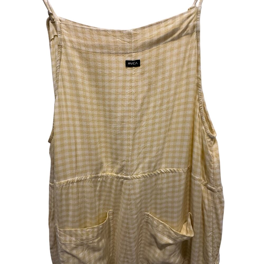 RVCA Women’s Yellow Gingham WideLeg Overalls Size M Cottagecore Picnic Coastal - Picture 6 of 13